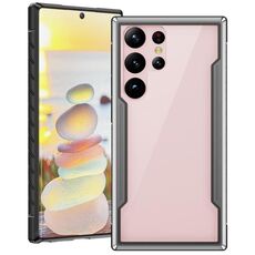 Per Samsung Galaxy S22 Ultra 5G iPAKY Thunder Series telaio in alluminio + paraurti in TPU + custodia antiurto per PC trasparente (nero + grigio)
