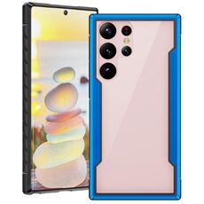 Per Samsung Galaxy S23 Ultra 5G iPAKY Thunder Series telaio in alluminio + paraurti in TPU + custodia trasparente antiurto per PC (blu)