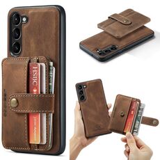 Per Samsung Galaxy S23 5G JEEHOOD Custodia per telefono in pelle magnetica antifurto RFID (marrone)