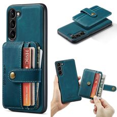 Per Samsung Galaxy S23+ 5G JEEHOOD Custodia per telefono in pelle magnetica con portafoglio antifurto RFID (blu)