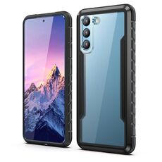 Telaio in alluminio per Samsung Galaxy S23 5G iPAKY serie Thunder + paraurti in TPU + custodia antiurto per PC trasparente (nero)