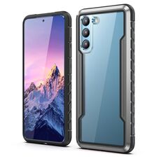 Per Samsung Galaxy S22 5G iPAKY Thunder Series telaio in alluminio + paraurti in TPU + custodia antiurto per PC trasparente (nero + grigio)