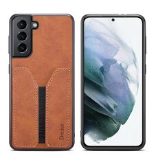 Per Samsung Galaxy S23+ 5G Denior DV Elastic Card PU Cover posteriore Custodia per telefono (marrone)