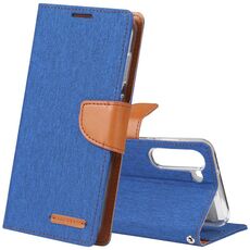 Per Samsung Galaxy S23+ 5G GOOSPERY CANVAS DIARY Custodia per cellulare in pelle con texture in tessuto (blu)