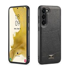Per Samsung Galaxy S23+ 5G Fierre Shann Cover posteriore in pelle con texture in pelle (tendine di bue nero)