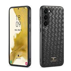Per Samsung Galaxy S23+ 5G Fierre Shann Cover posteriore in pelle con texture in pelle (tessuto nero)