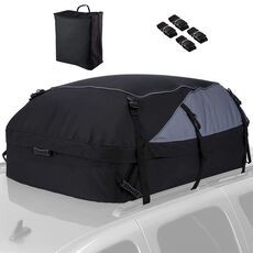 Borsa da viaggio per auto in tessuto Oxford 600D Borsa da tetto pieghevole per SUV all'aperto, dimensioni: S: 105 × 90 × 45 cm (nero + grigio)
