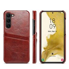 Custodia in pelle per Samsung Galaxy S23 5G Fierre Shann Oil Wax Texture con slot per schede (marrone)