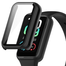 Per Amazfit Band 7 PC + custodia protettiva integrata in vetro temperato (nero)
