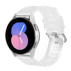 Cinturino per orologio glitter trasparente con trama a diamante da 20 mm (bianco trasparente)