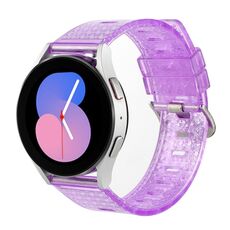 Cinturino per orologio con glitter trasparente con trama a diamante da 20 mm (viola trasparente)