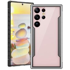 Per Samsung Galaxy S23 + 5G Defender Metal Clear PC Custodia morbida in TPU (grigio nero)