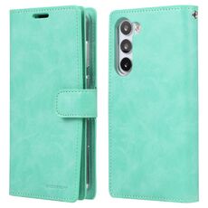 Per Samsung Galaxy S23+ 5G GOOSPERY MANSOOR DIARY Custodia per telefono in pelle con 9 slot per schede (verde menta)