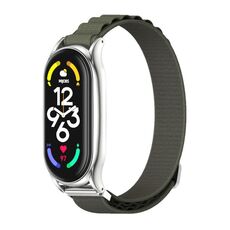 Per Xiaomi Mi Band 6/5/4/3 MIJOBS PLUS Cinturino in nylon traspirante (verde militare argento)