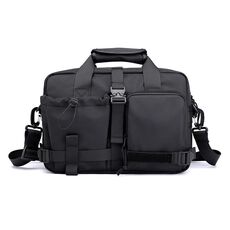 HAOSHUAI 822 Borsa per computer da uomo a tracolla casual di grande capacità con manico (nero)