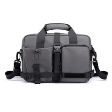 HAOSHUAI 822 Borsa per computer con manico a tracolla casual da uomo di grande capacità (grigio)