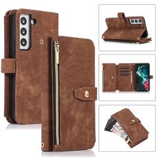 Per Samsung Galaxy S22 + 5G Dream 9-Card Wallet Zipper Bag Custodia in pelle per telefono (marrone)