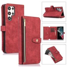 Per Samsung Galaxy S22 Ultra 5G Dream 9-Card Wallet Zipper Bag Custodia in pelle per telefono (rosso)