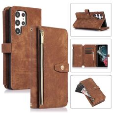 Per Samsung Galaxy S22 Ultra 5G Dream 9-Card Wallet Zipper Bag Custodia in pelle per telefono (marrone)