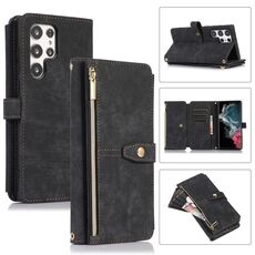 Per Samsung Galaxy S22 Ultra 5G Dream 9-Card Wallet Zipper Bag Custodia in pelle per telefono (nero)