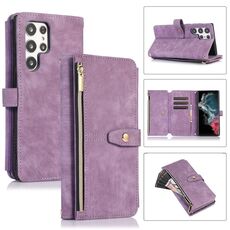 Per Samsung Galaxy S22 Ultra 5G Dream 9-Card Wallet Zipper Bag Custodia in pelle per telefono (viola)