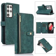 Per Samsung Galaxy S21 Ultra 5G Dream 9-Card Wallet Zipper Bag Custodia in pelle per telefono (verde)