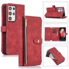 Per Samsung Galaxy S21 Ultra 5G Dream 9-Card Wallet Zipper Bag Custodia in pelle per telefono (rosso)