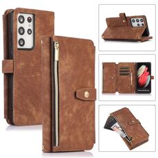 Per Samsung Galaxy S21 Ultra 5G Dream 9-Card Wallet Zipper Bag Custodia in pelle per telefono (marrone)