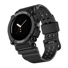 Per Google Pixel Watch Cinturino integrato in tinta unita a tre prove (nero)