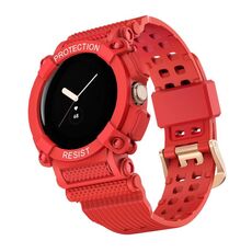 Per Google Pixel Watch Cinturino integrato in tinta unita a tre prove (rosso)