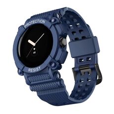 Per Google Pixel Watch Cinturino integrato in tinta unita a tre prove (blu militare)