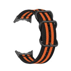 Per Google Pixel Watch Cinturino in nylon con fibbia nera a tre anelli (nero arancione)
