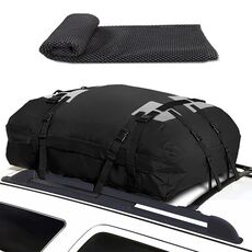 15 Cubic Foot Car Universal Bagagli da tetto antipioggia Borsa da tetto per camper all'aperto + tappetino antiscivolo (nero)