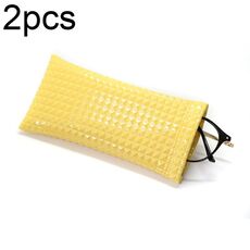 D8649-240 Custodia per occhiali impermeabile portatile da 2 pezzi in pelle PU, colore: giallo
