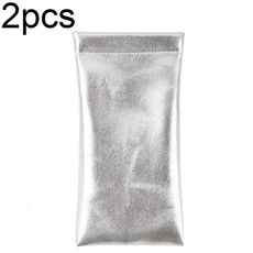 D8649-240 Custodia per occhiali impermeabile portatile da 2 pezzi in pelle PU, colore: argento incrociato