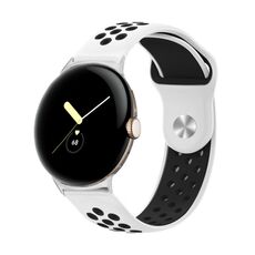 Per Google Pixel Watch Cinturino in silicone con fibbia inversa bicolore (bianco nero)