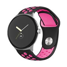Per Google Pixel Watch Cinturino in silicone con fibbia inversa bicolore (nero rosa)