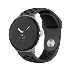 Per Google Pixel Watch Cinturino in silicone con fibbia inversa bicolore (nero nero)