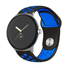 Per Google Pixel Watch Cinturino in silicone con fibbia inversa bicolore (nero blu)