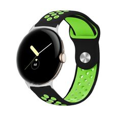 Per Google Pixel Watch Cinturino in silicone con fibbia inversa bicolore (nero verde)
