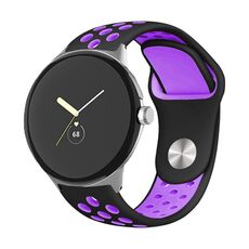 Per Google Pixel Watch Cinturino in silicone con fibbia inversa bicolore (nero viola)