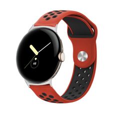 Per Google Pixel Watch Cinturino in silicone con fibbia inversa bicolore (rosso nero)