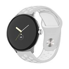 Per Google Pixel Watch Cinturino in silicone con fibbia inversa bicolore (grigio bianco)
