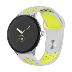 Per Google Pixel Watch Cinturino in silicone con fibbia inversa bicolore (grigio giallo)