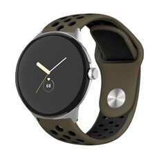 Per Google Pixel Watch Cinturino in silicone con fibbia inversa bicolore (nero cachi)