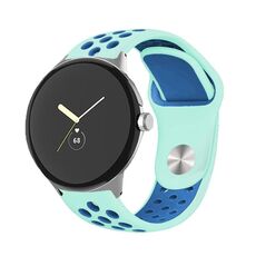Per Google Pixel Watch Cinturino in silicone con fibbia inversa bicolore (verde blu)