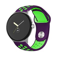 Per Google Pixel Watch Cinturino in silicone con fibbia inversa bicolore (viola verde)