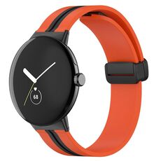 Per Google Pixel Watch Cinturino in silicone con fibbia pieghevole bicolore (arancione nero)