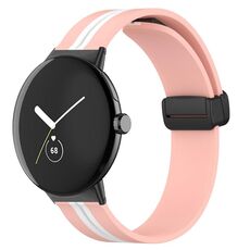 Per Google Pixel Watch Cinturino in silicone con fibbia pieghevole bicolore (rosa bianco)