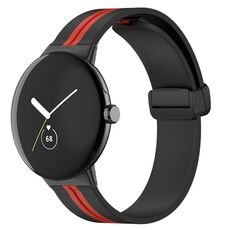 Per Google Pixel Watch Cinturino in silicone con fibbia pieghevole bicolore (nero rosso)